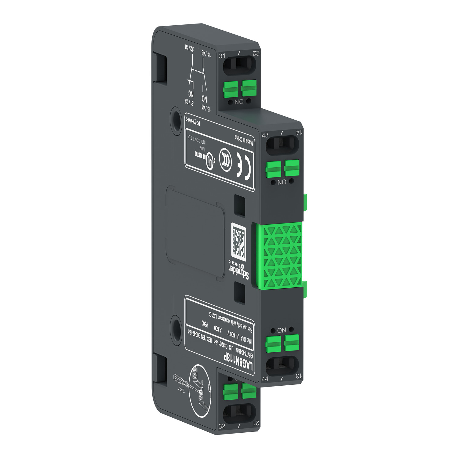 LAG8N113P LAG Instantaneous Block, 500 V AC, 10 A, 1NO+1NC Contacts