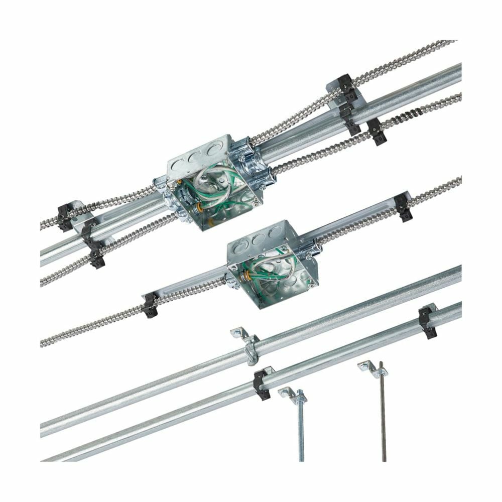 BG812-S18-DH Deck Hanger Bracket, 1/2 to 3/4 in Conduit, 25 lb Load, Steel, Zinc Phosphate