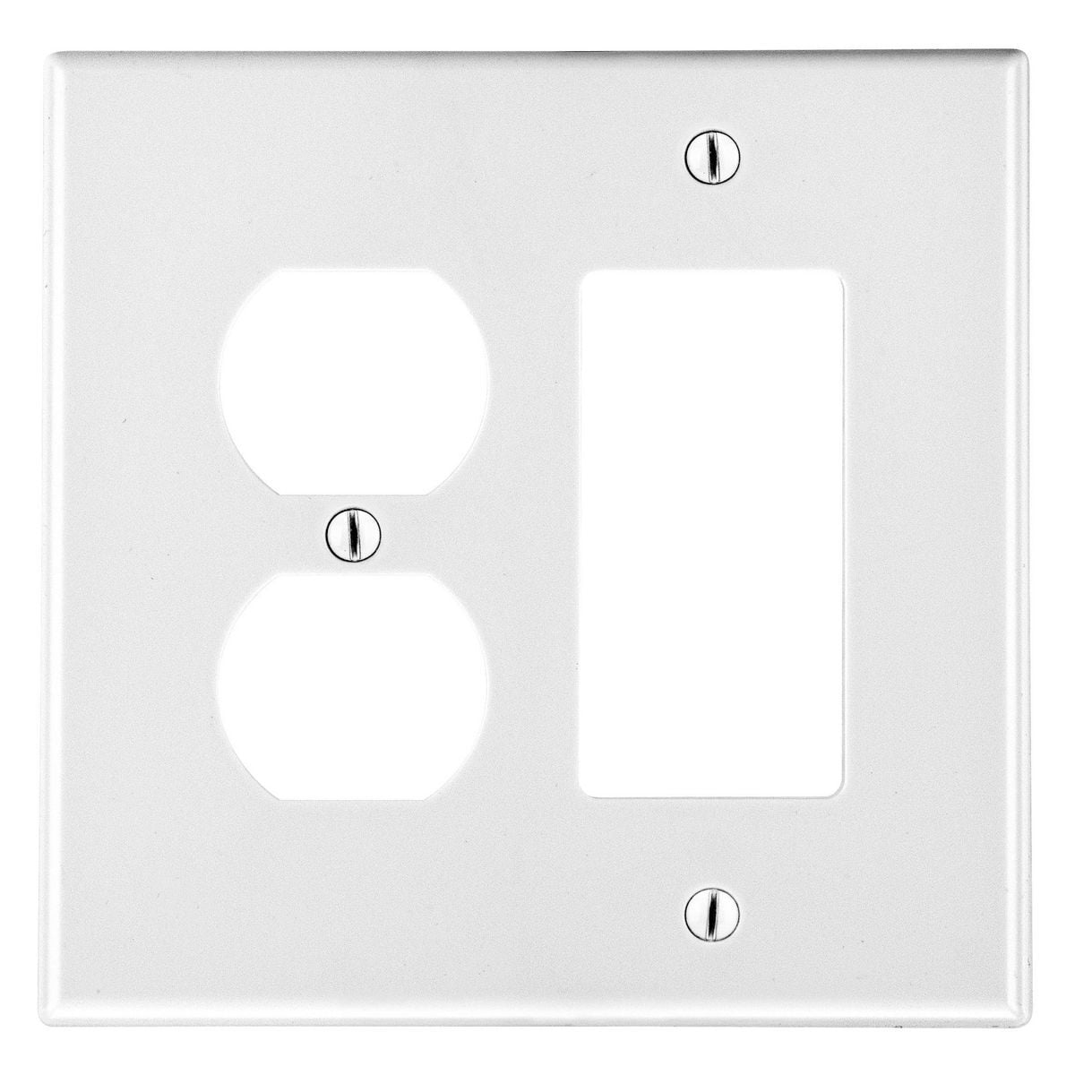 P826W Non-Metallic Standard Wall Plate, 2 Gangs, 4.69 in W x 4.63 in H, Polycarbonate Thermoplastic, White