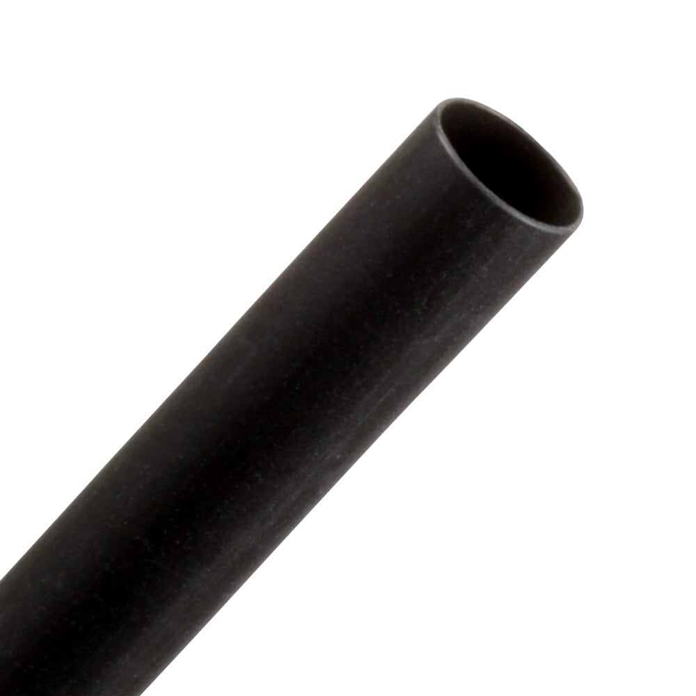 7100022418 FP301 Thin Wall Heat Shrink Tube, 1/4 in ID Expanded, 1/8 in ID Recovered, 0.025 in THK Wall Recovered, 100 ft L, Polyolefin, Black