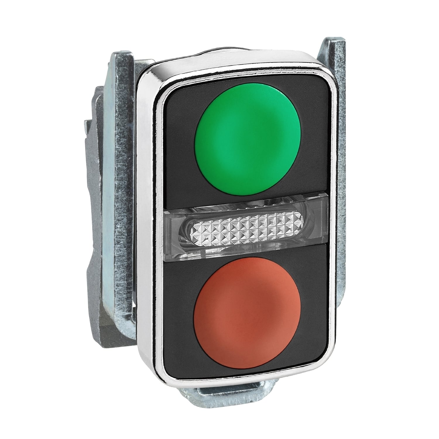 ZB4BW7A3740 Harmony Double Flush Non-Illuminated Momentary Standard Unmarked Pushbutton Head, 22 mm, Rectangle Shape, Metal, Green/Red
