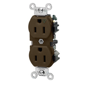 5262-IGB Heavy Duty Isolated Ground Duplex Receptacle, 125 V AC, 15 A, 2 Poles, 3 Wires, Brown