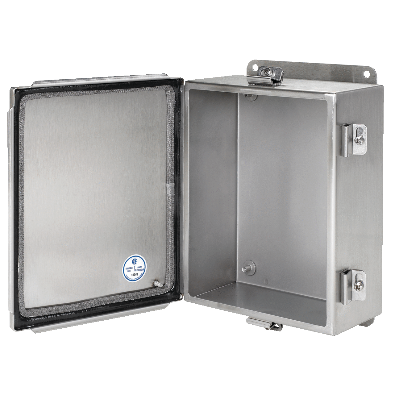 A606CHEMCSS Type EMC Junction Box, 6 in H x 6 in W x 4 in D, Continuous Hinged/Screw Clamp Cover, NEMA 4X/IP66 NEMA Rating, 304 Stainless Steel