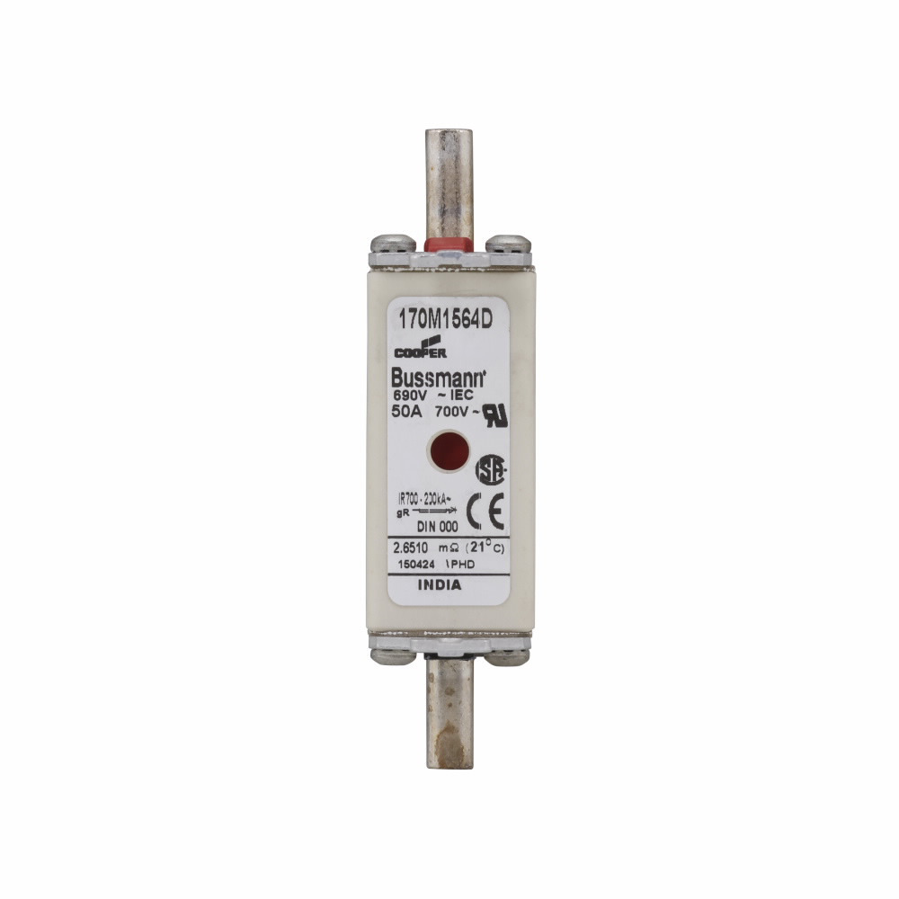 170M1564D Square Body Type T High Speed Fuse, 50 A, 690 V AC, 200 kA Interrupt, Class: gR, Square Body