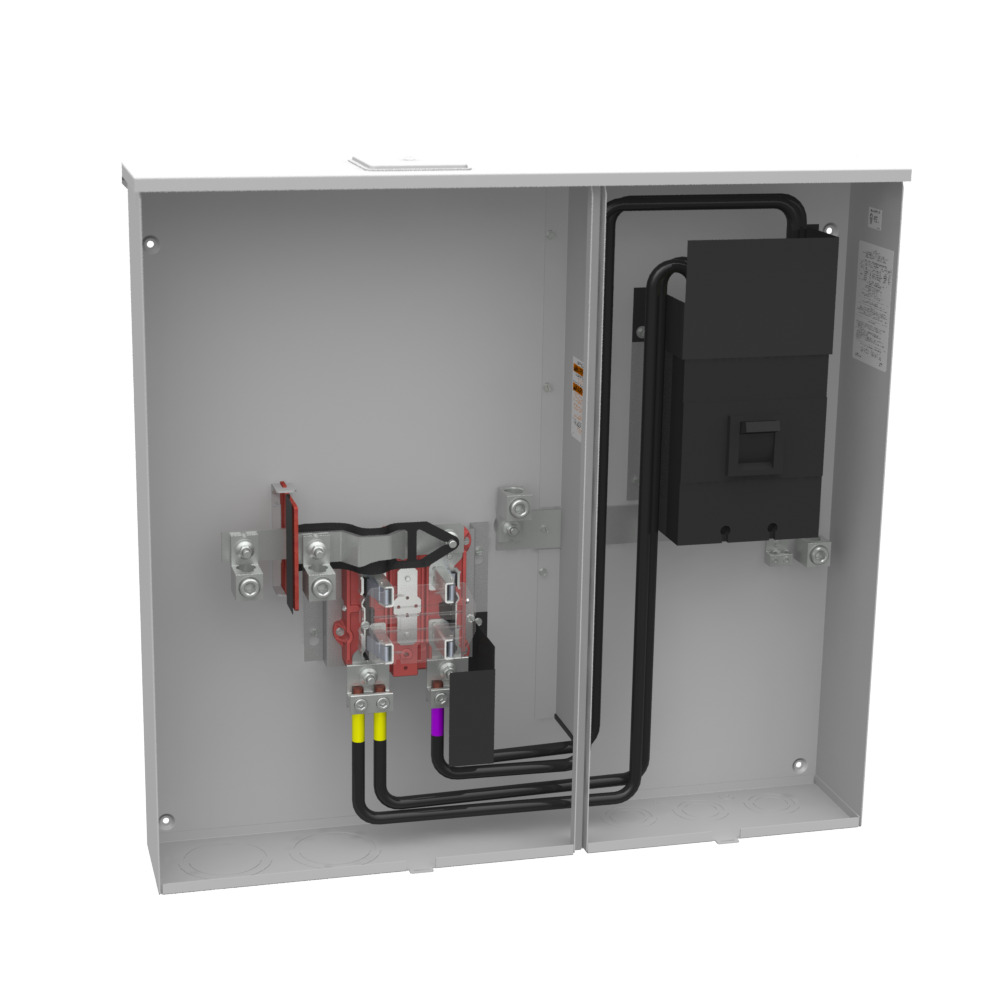 U6228-X-400-K3L Single Position Meter Socket with Main Breaker, 320 Amp, 1 Phase, Ringless, Lever, 4 Term, OH and UG with Side Wireway, 240V