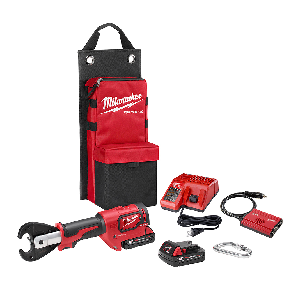 2678-22 M18 Force Logic Utility Crimping Kit With D3 Grooves Snub Nose, 6 ton Crimping, 18 V DC, Li-Ion Battery