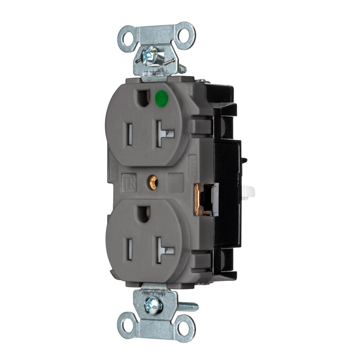 8300STGYTR EdgeConnect Straight Blade Receptacle, 125 V, 20 A, 2 Poles, 3 Wires, Grey