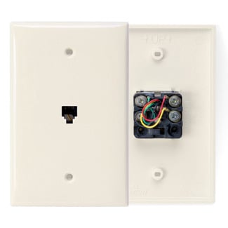 40539-PMT Midsize Screw Terminal Telephone Wall Jack, 1 Gang, 3-1/8 in W, Nylon, Box Mount
