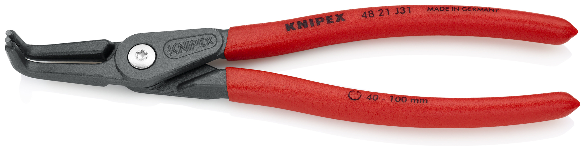 Internal 90° Angled Precision Snap Ring Pliers, 8 1/4 in., Non-slip plastic, 3/32 in. Tips