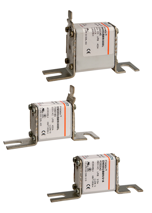 W330023 Protistor Size 000 European Style High Speed Vertical Semiconductor Fuse With Visual Indicator, 80 A, 690 V AC, 200 kA Interrupt, Class: URB/aR, Square Body