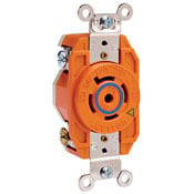 2530-IG 3-Phase Y Isolated Grounding Locking Receptacle, 347/600 V AC, 20 A, 4 Poles, 5 Wires, Orange
