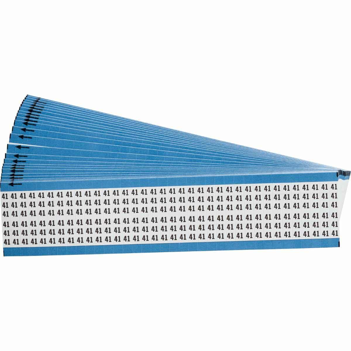 WM-41-PK WM Series Pre-Printed Solid Number Wire Marker Card, 1/4 in W, Black on White, B-500 Repositionable Vinyl Coated Fabric, 36 Markers per Card