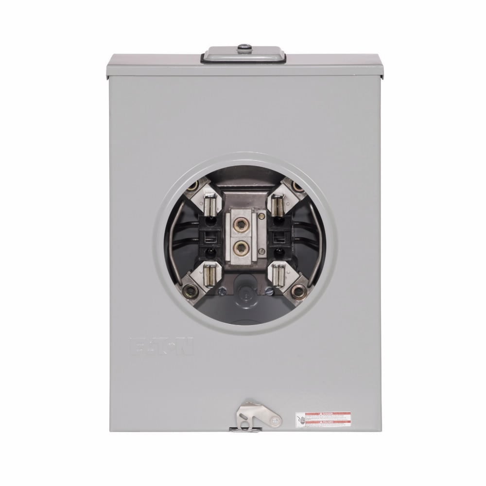 UHTTRS213CE Meter Socket, 1 Position, Residential, 200 Amp, OH, UG, Hub Cover Plate, #350 kcmil, Connectors 4 Jaw, 1 Phase, #350 kcmil, Connectors, Horn Bypass, Two Grounding Connectors #14-#2 Copper, Quadplex, 3 Wire, Ringless, 600V