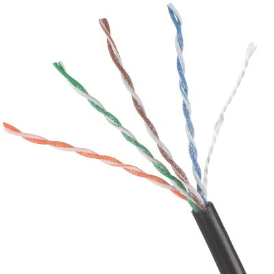 24/4PR CAT 5E DIRECT BURIAL CABLE - 500 FT REEL - BLACK