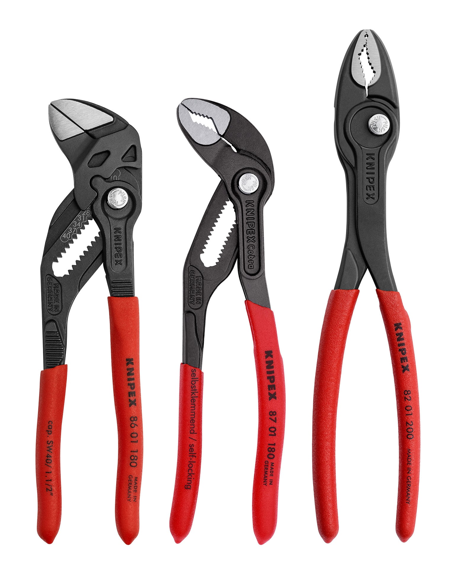 9K 00 80 156 US 9K 00 Pliers Set, Tongue and Groove, Twin Grip, Wrench, 3 Pieces, 7/8, 1-1/2 in Max Jaw Opening