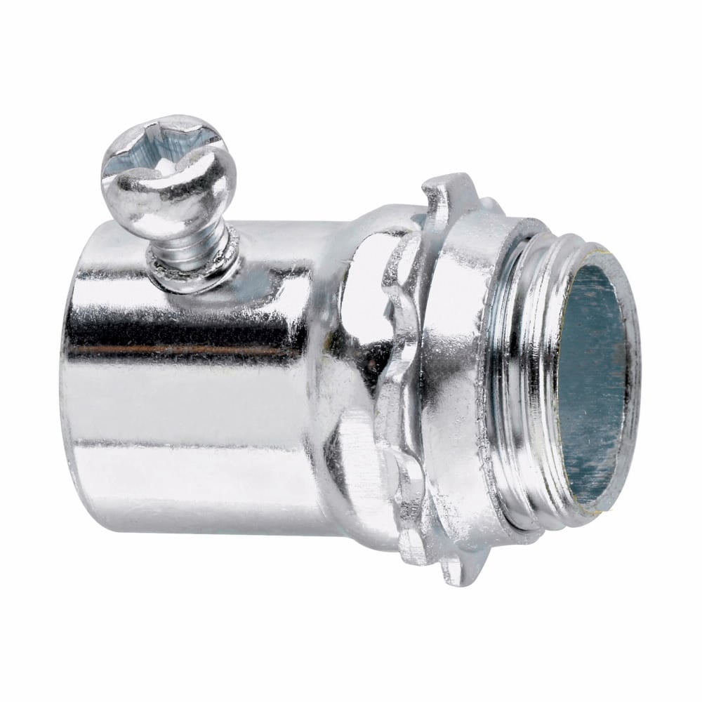 455 EMT Set Screw Connector, 2 inch, Non-Insulated, Straight, Steel, Zinc Plated