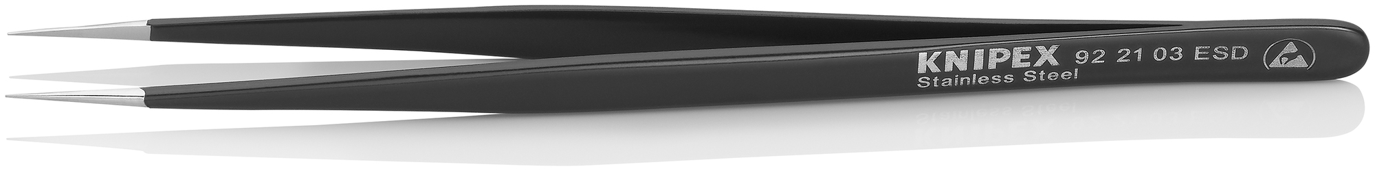 Stainless Steel Gripping Tweezers-Needle-Point Tips-ESD, 5 1/2 in., 0.20 mm TT, 0.30 mm TW