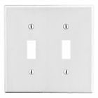 Hubbell Wiring Device Kellems, Wallplates and Box Covers, Wallplate,Non-Metallic, 2-Gang, 2) Toggle, White