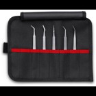 5 Pc Stainless Steel Tweezers Set in Tool Roll-SMD, 7 1/2 in.