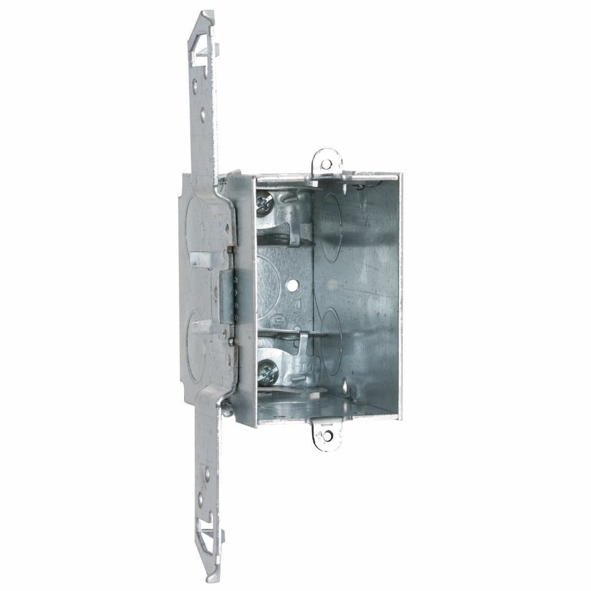 604 Gangable Switch Box, Steel, 18 cu-in Capacity, 1 Gangs, 1 Outlets, 11 Knockouts, 2.2 in H x 7 in W x 3.5 in D
