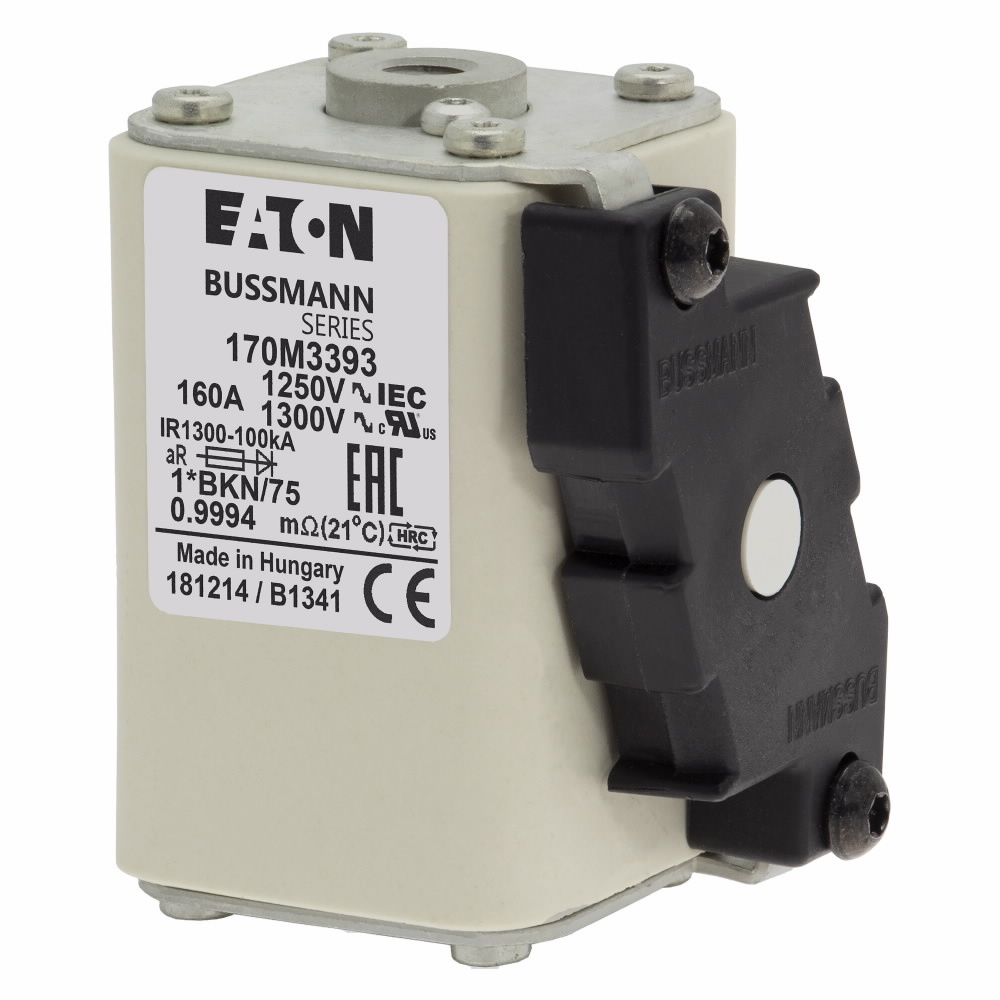 170M3393 Semi-Conductor High Speed Fuse, 160 A, 690/700 V, 100 kA Interrupt, Class: AR, Square Body