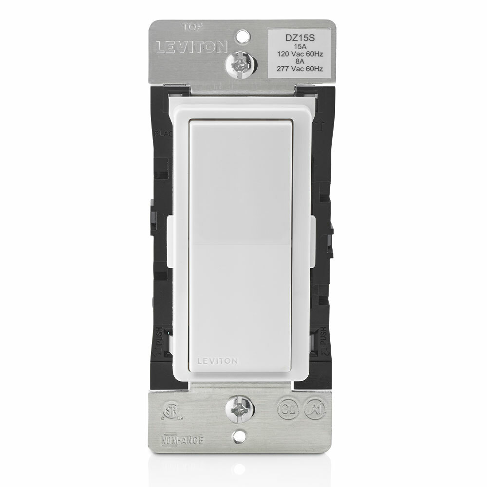 DZ15S-1BZ Decora Smart Universal Lighting Control Switch With Z-Wave Technology, 120/277 VAC, 5/15 A, 1 Poles, 2-Way Operation, White