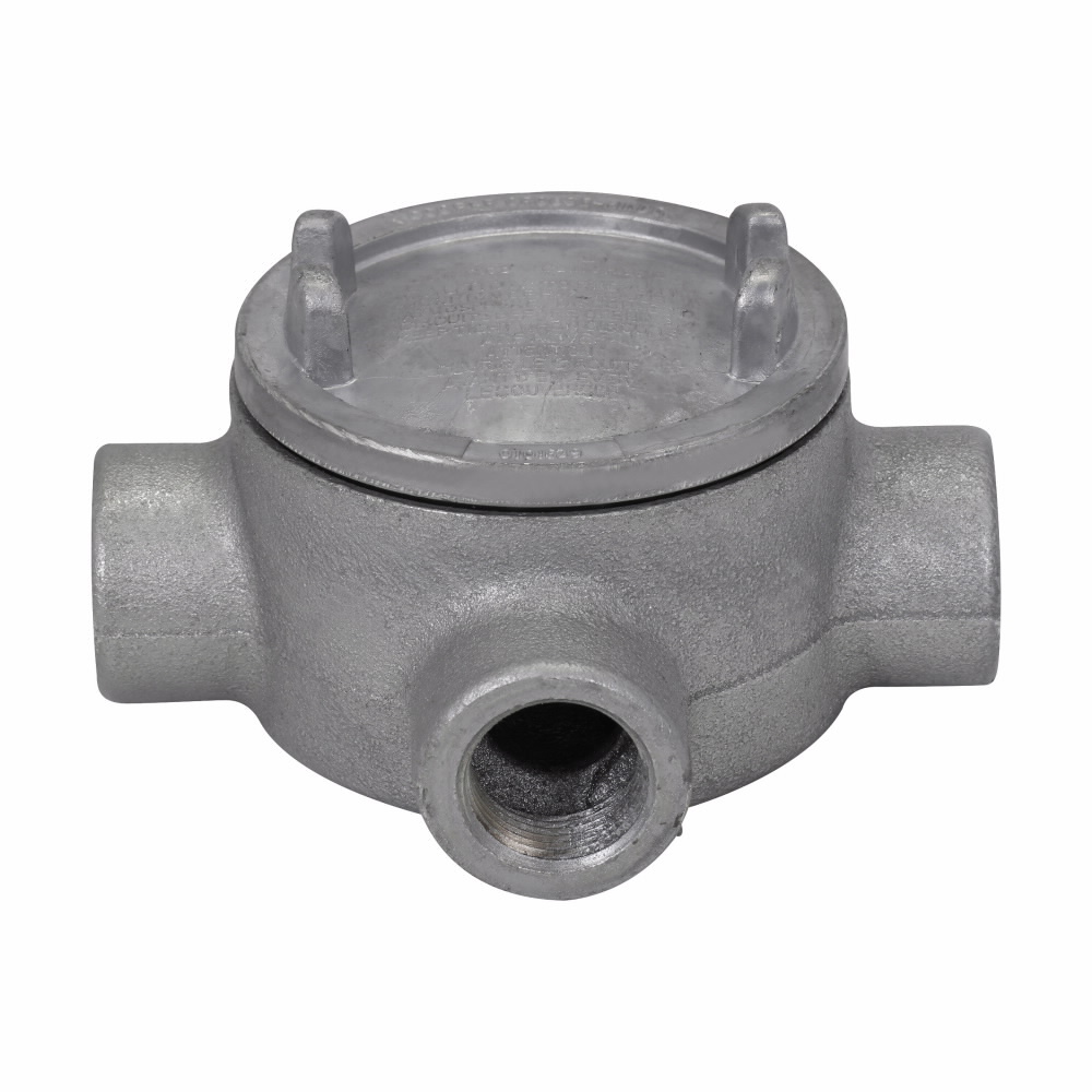 GUAX36 Condulet Type X Conduit Outlet Box With Cover, 1 in, 3 in Cover Opening, 15.5 cu-in Capacity, Aluminum Acrylic Painted/Electro-Galvanized