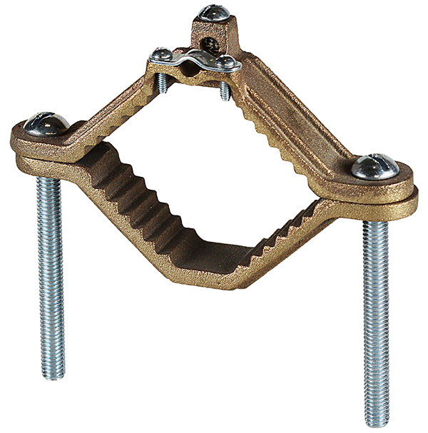 1102 High Strength Armored Ground Clamp With Steel Screws, 8 to 4 AWG Conductor, Bronze