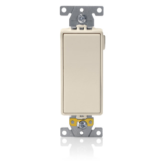 M5633-T Decora Plus Lev-Lok 3-Way Framed Heavy Duty Illuminated Self-Grounding Rocker Switch, 125 V AC, 20 A, 1 hp, 2 hp Power Rating