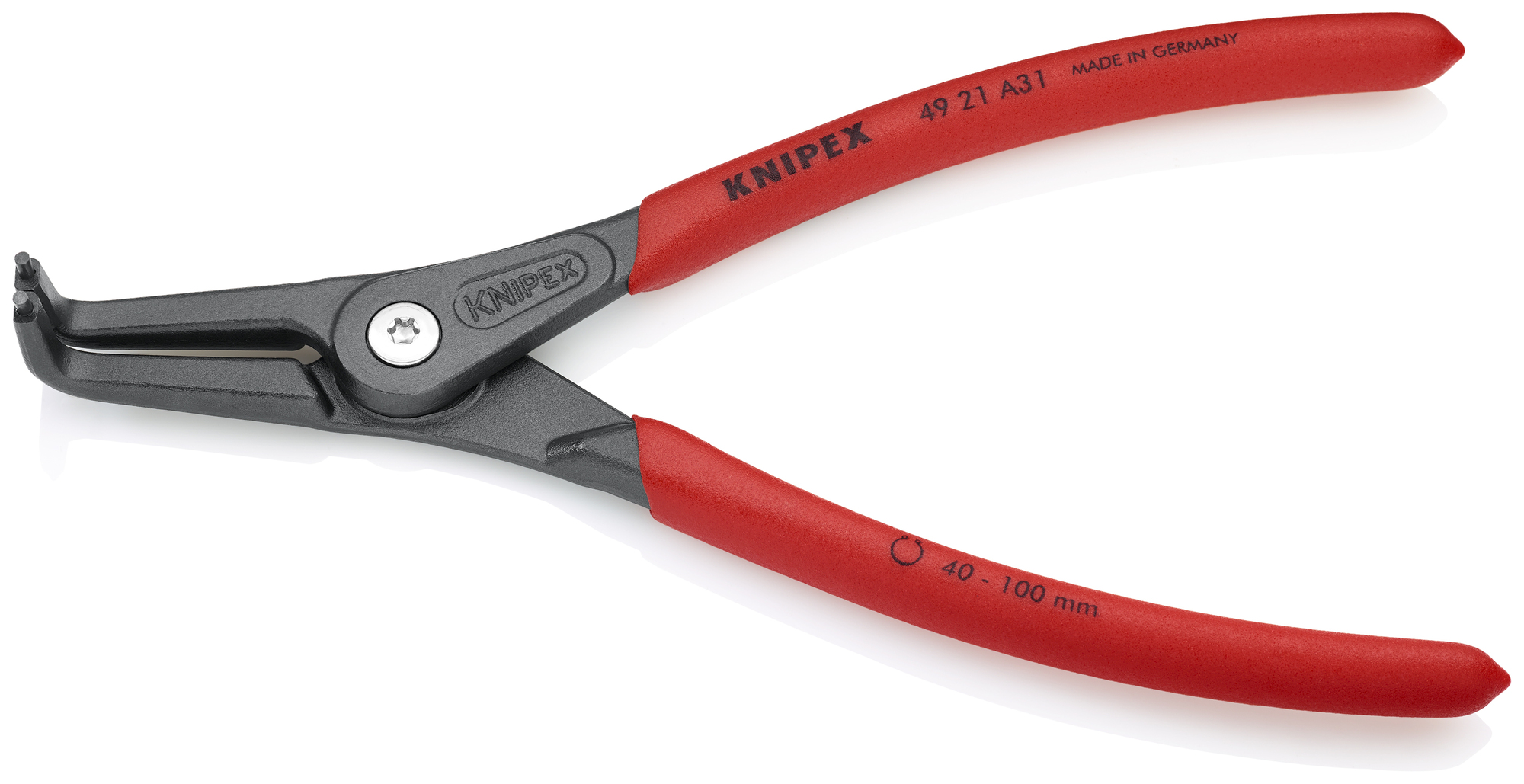 External 90° Angled Precision Snap Ring Pliers, 8 1/4 in., Non-slip plastic, 3/32 in. Tip
