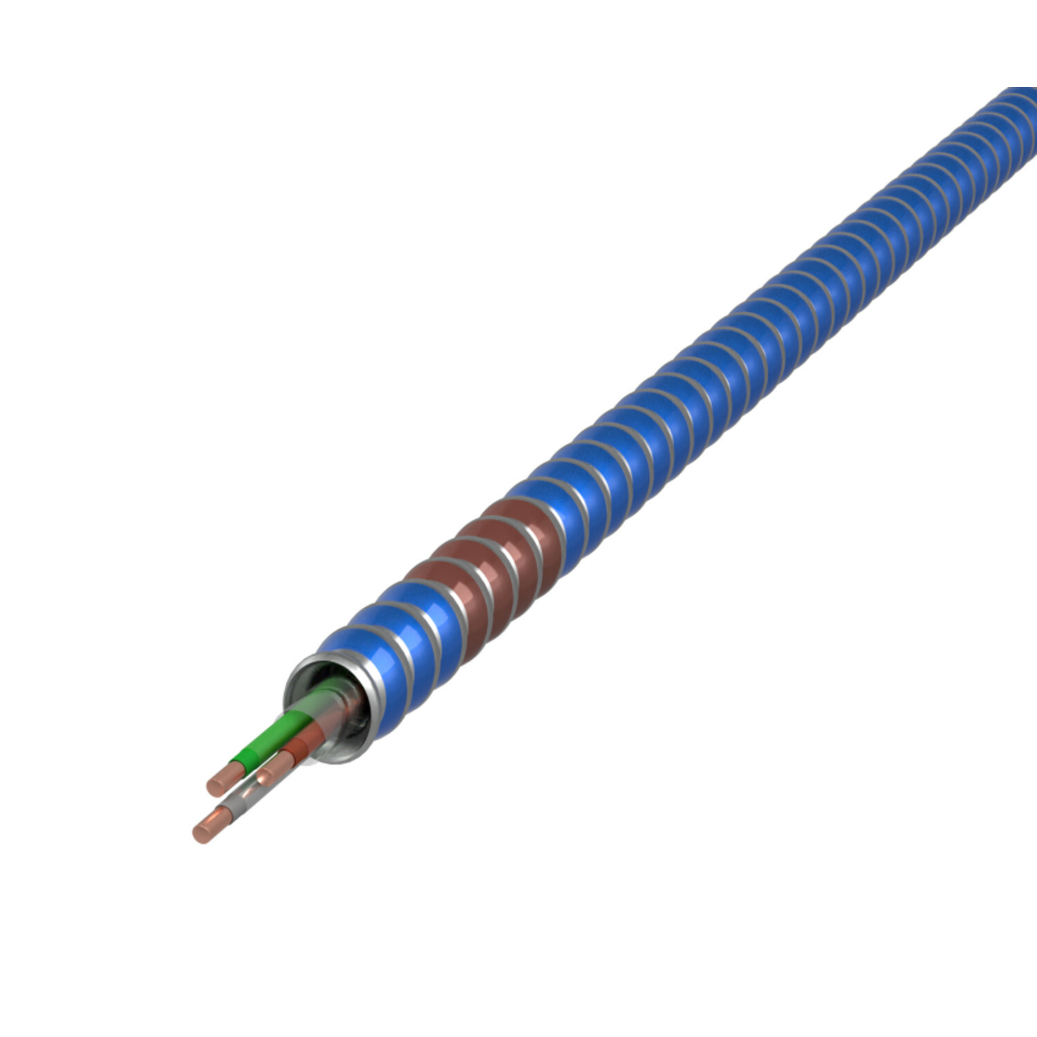 1762B42T00 MC Tuff Traditional Type MC Lightweight Armored Cable, Coil Packaging, 600 V, (3) 10 AWG Stranded Copper Conductor, 250 ft L