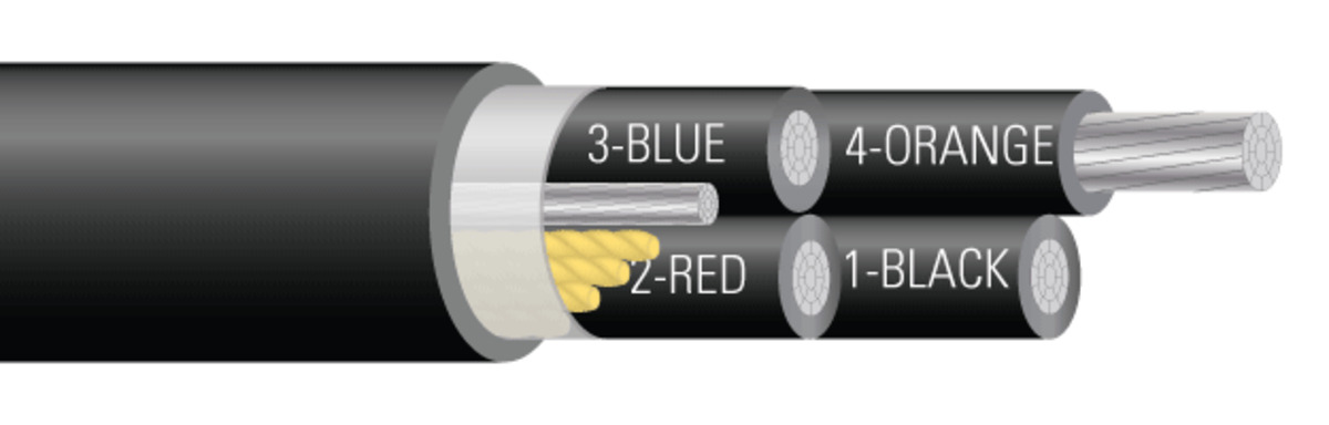 58212399 PVC Multiconductor Wire, 1 kV, (4) Conductors 250 kcmil Conductor