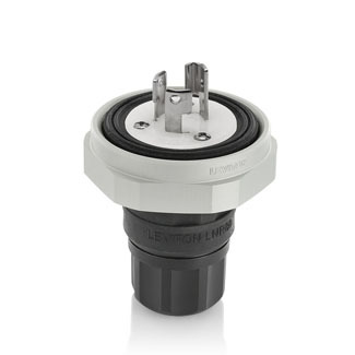 LNR80-7E Rhino-Hide Grounding Locking Plug, 277 V AC, 15 A, 2 Poles, 3 Wires, Black