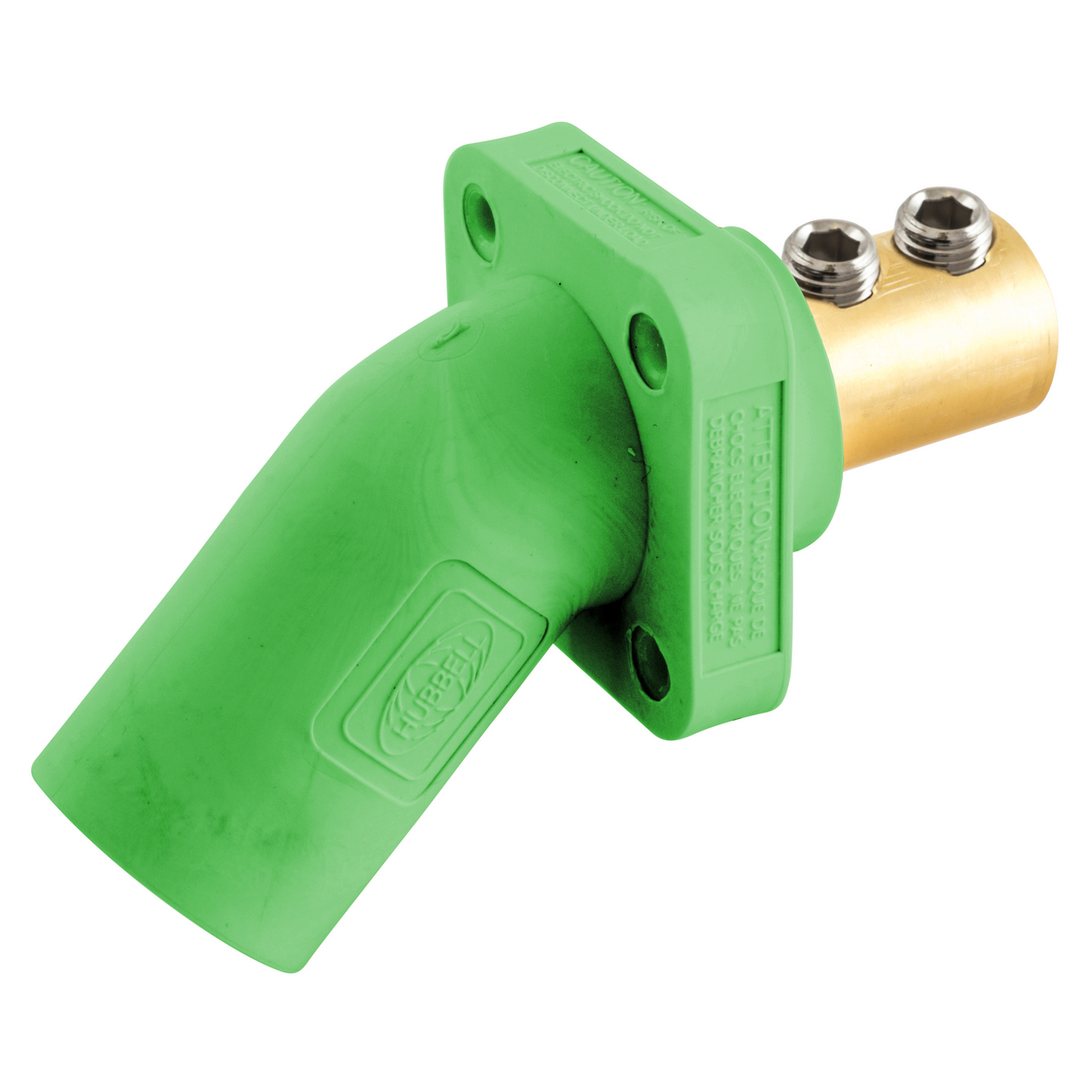 HBLMRAGN 16 Series 1-Pole Angled Double Set Screw Inlet Male Standard Single Pole Receptacle, 600 V AC/250 V DC, 400 A, 4 to 4/0 AWG Wire, Screw Terminal Connection, 3R/4X/12 NEMA Rating