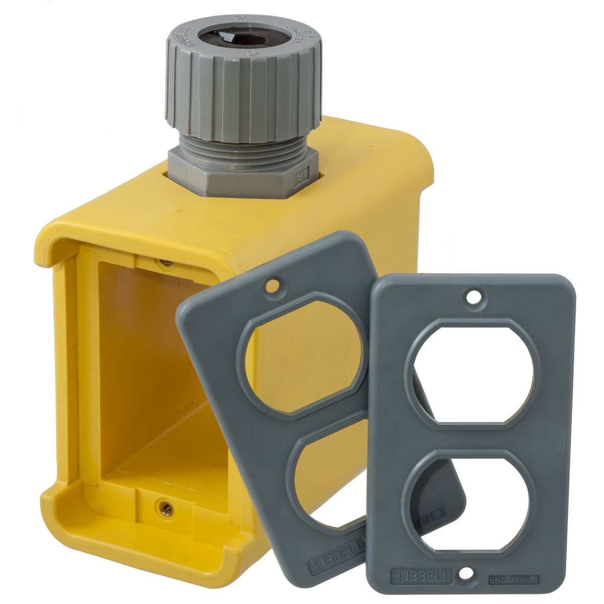 HBL3000 Deep Non-Metallic Portable Standard Pre-Assembled Molded Outlet Box With Installed Cord Connector, Thermoplastic/Elastomer, 1 Outlets, 5.79 in W x 2.77 in H