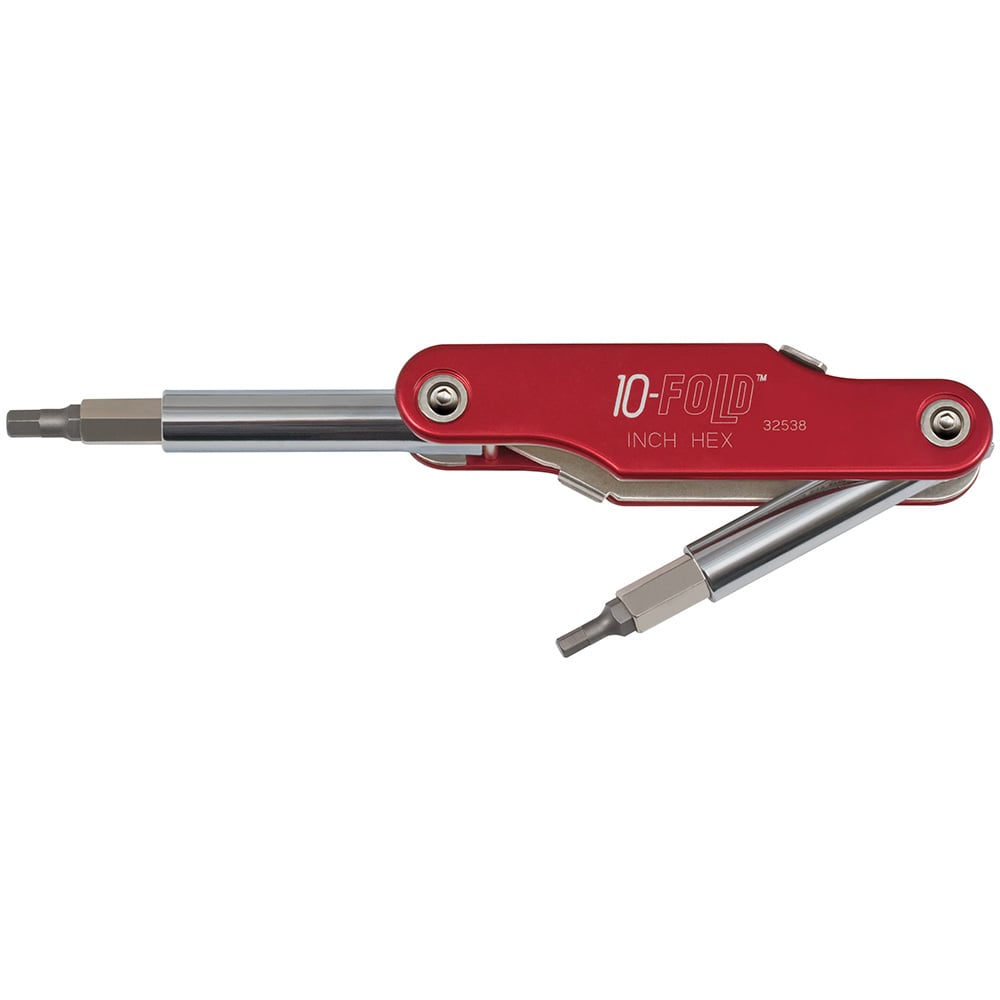 32538 10-Fold 10-in-1 Screwdriver, (2) 5/16 in, 1/4 in, (8) 1/16 in, 5/64 in, 3/32 in, 7/64 in, 1/8 in, 9/64 in, 5/32 in, 3/16 in Hex Point, 9.594 in OAL