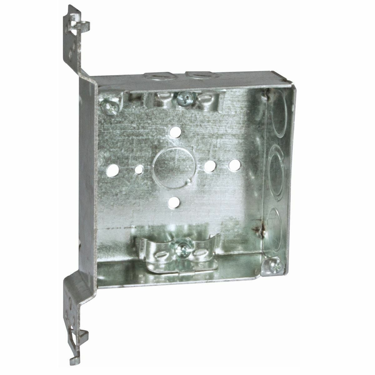 223 Square Box, Steel, 21 cu-in Capacity, (8) Knockouts, 4 in H x 4 in W x 1-1/2 in D