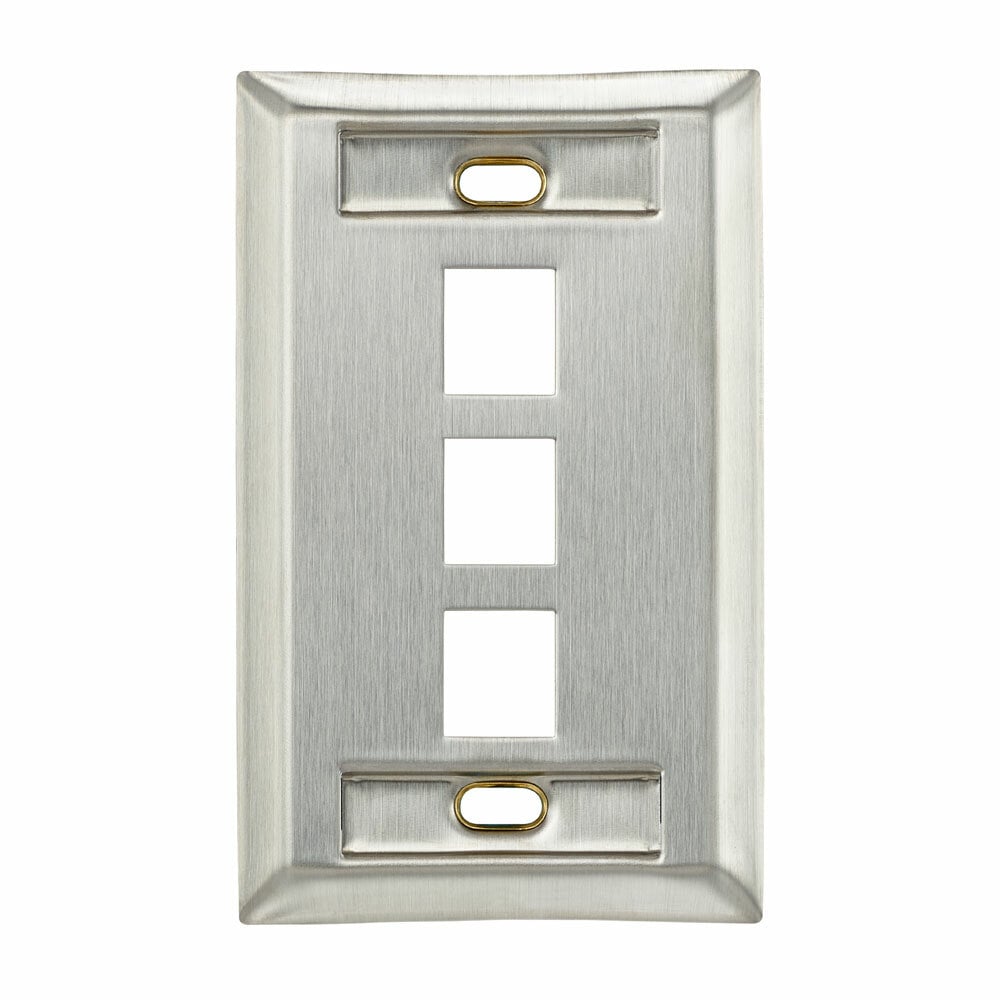 43080-1L3 QuickPort Standard Size Wallplate With Designation Window, 1 Gang, 2.78 in W, 302 Stainless Steel, Surface Mount