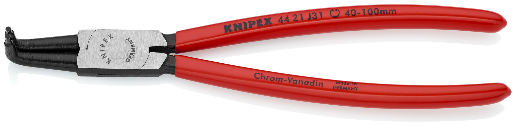 Internal 90° Angled Snap Ring Pliers-Forged Tips, 8 1/2 in., Plastic coating, 3/32 in. Tips, Bulk