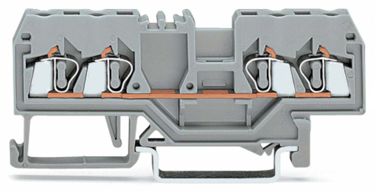280-831 280 4 Conductor Terminal Block, 800 V, 20 A, 28 to 12 AWG Wire, DIN Rail Mounting