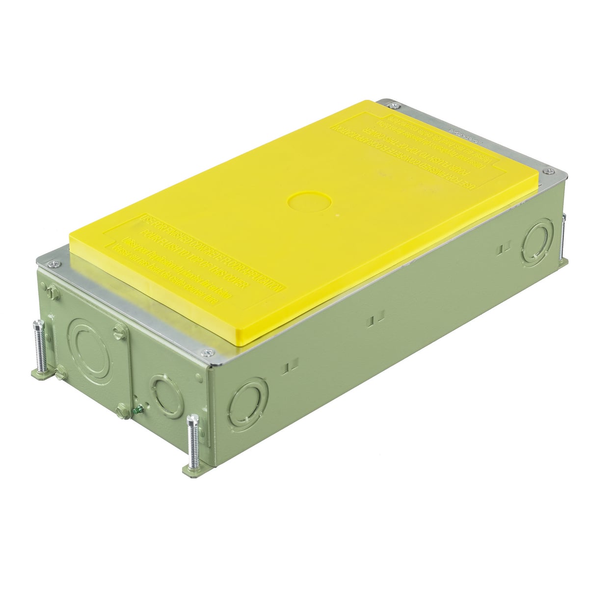 CFB2G30CR Fully Adjustable Folded On-Grade Recessed Standard Corrosion Resistant Floor Box, Stamped Steel, 35 cu-in Capacity, 2 Gangs, 12 Knockouts, 13.8 in L x 6.62 in W x 3 in H