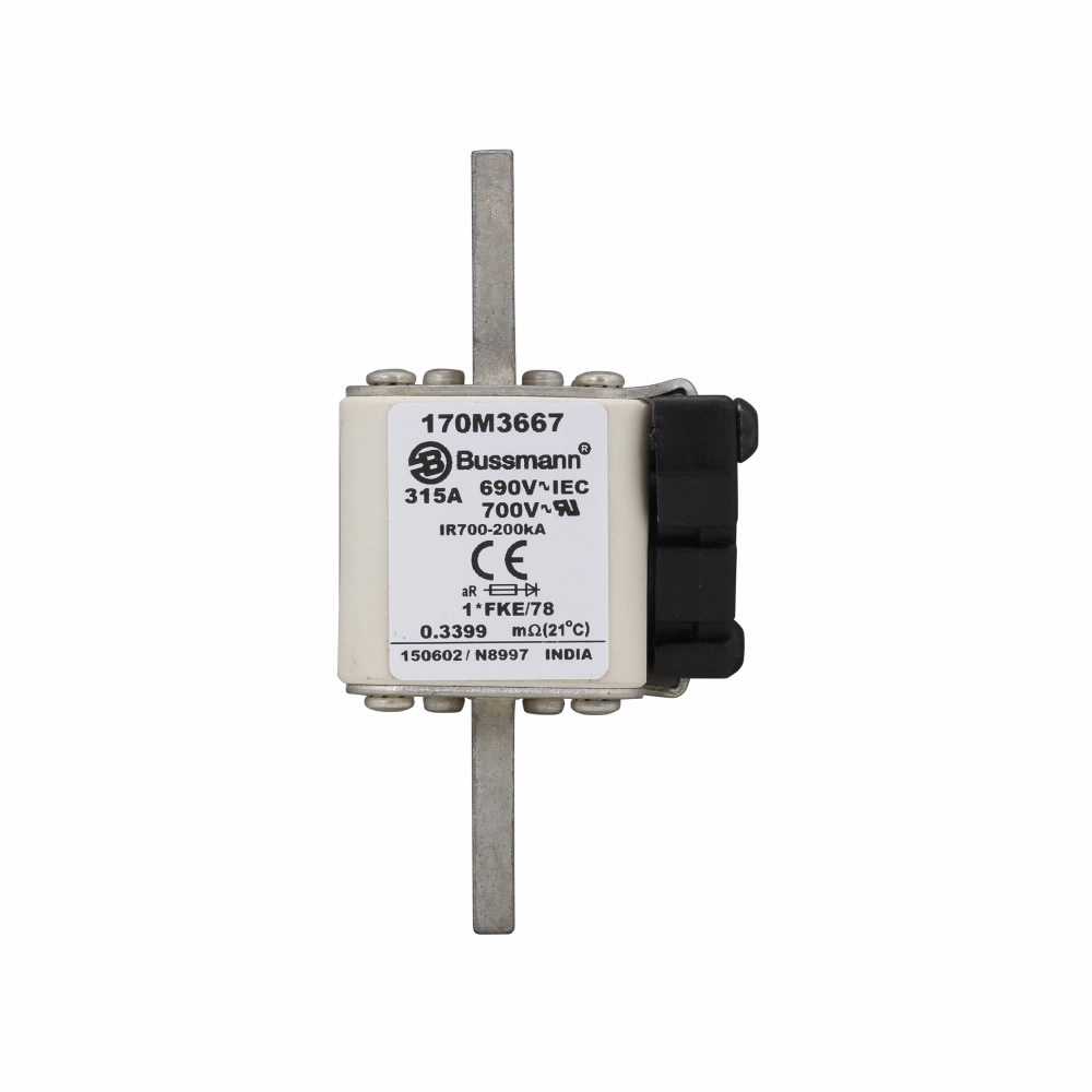 170M3667 Type FKE US Style High Speed Fuse, 315 A, 690 V, 200 kA Interrupt, Class: aR, Square Body