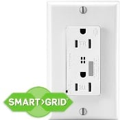 T7280-W Type 3 2-Pole 3-Wire Self-Grounding Tamper Resistant Straight Blade Surge Protective Receptacle, 125 V AC, 15 A, 5 kA Short Circuit