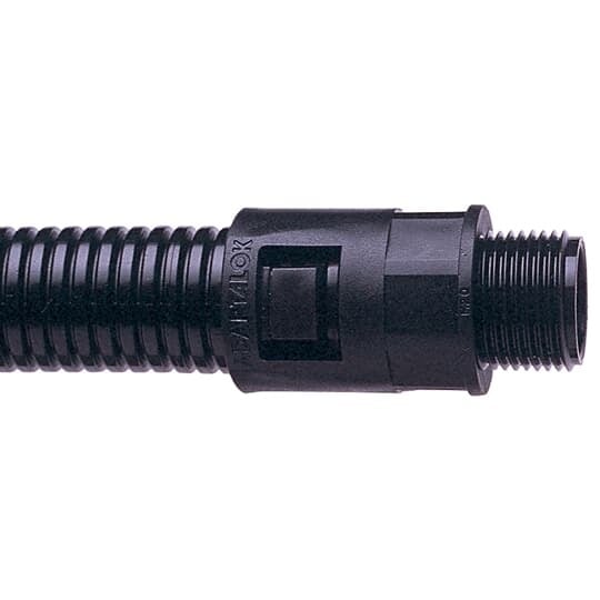 AL34/100/A/BL Adaptaflex Adaptalok Type A Straight Conduit Connector With NPT Threads, 34 mm Trade, 1 in Cable Openings, For Use With Type PA/PI/CP/PR/PF Conduits, Polyamide/Nylon 6.6