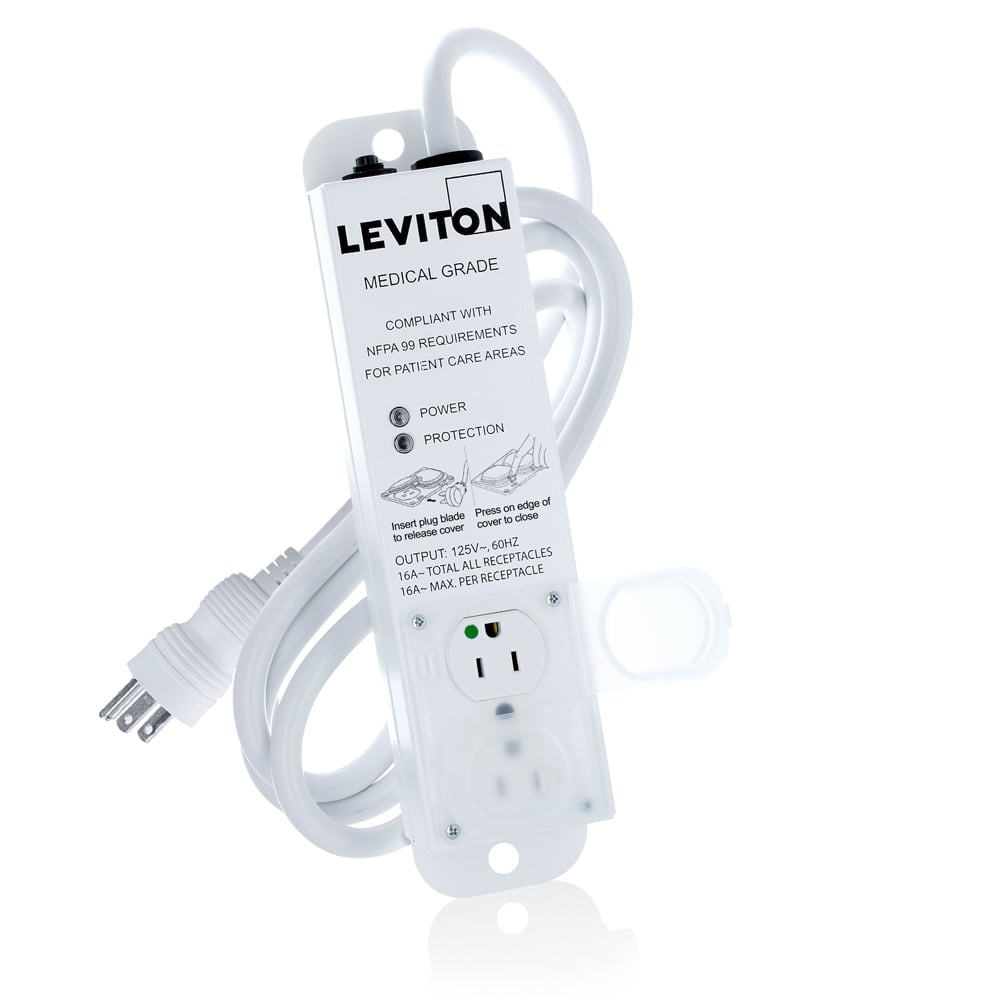 5302M-1S7 5300 Surge Protective Surge Protected Power Strip With Locking Cover, 125 V AC, 12 A, 2 Outlets, 7 ft L Cord