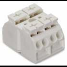 4-conductor chassis-mount terminal strip; 2-pole; without ground contact; 1 snap-in foot per pole; 4 mm²; 4,00 mm²; white