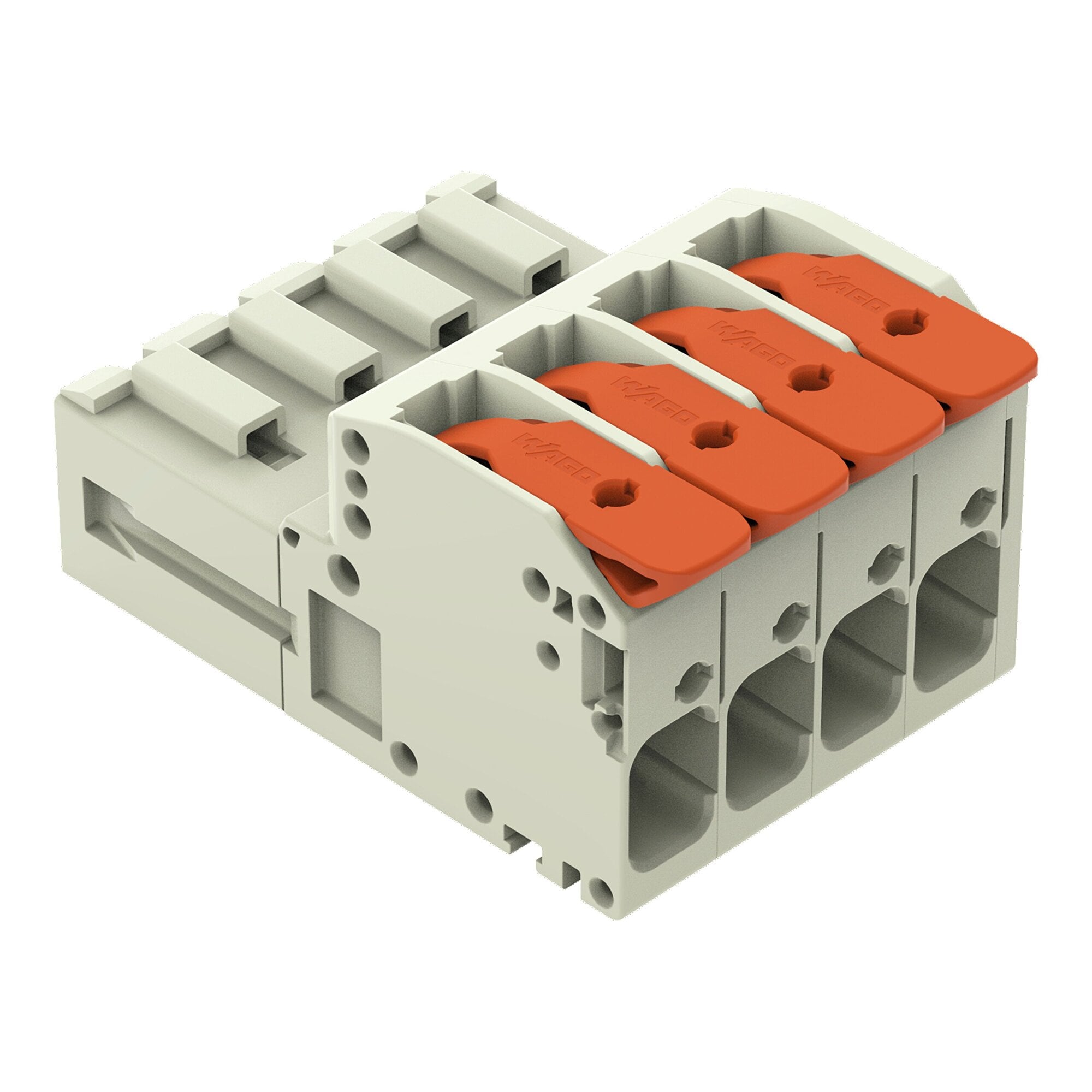 831-1204 1 Conductor Terminal Block, 1 kV, 41 A, 20 to 8 AWG Wire, 4 Poles