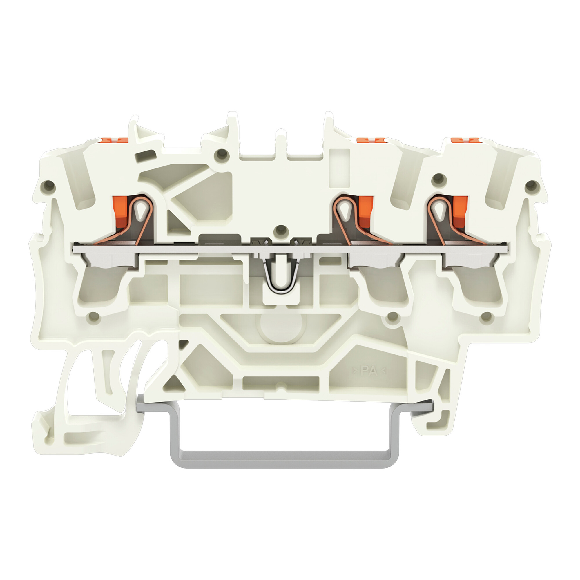 2202-1309 Push-In Conductor Terminal Block, 800 V, 22 to 12 AWG Wire, 1 Poles, DIN Rail Mount