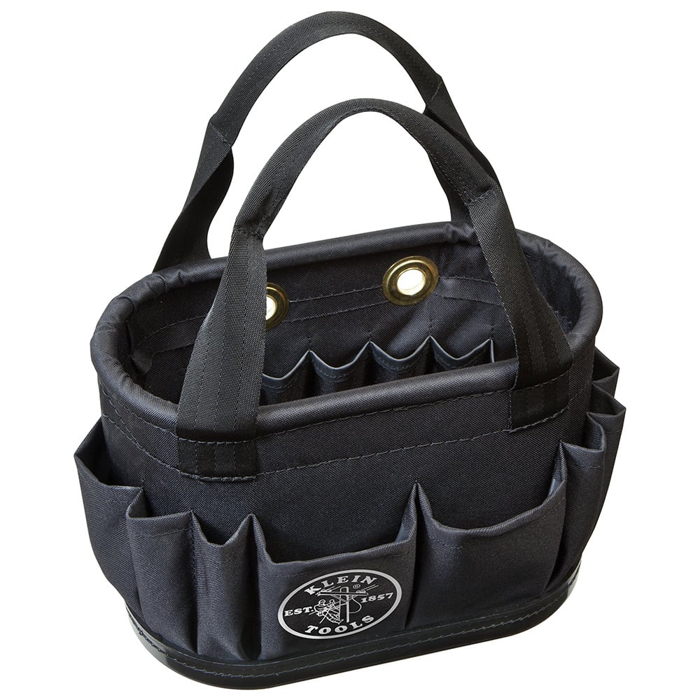 5144BHB14OS Hard Body Aerial Bucket, 10 in H x 7 in W x 11 in D, 29 Pockets, Denier Polyester, Black