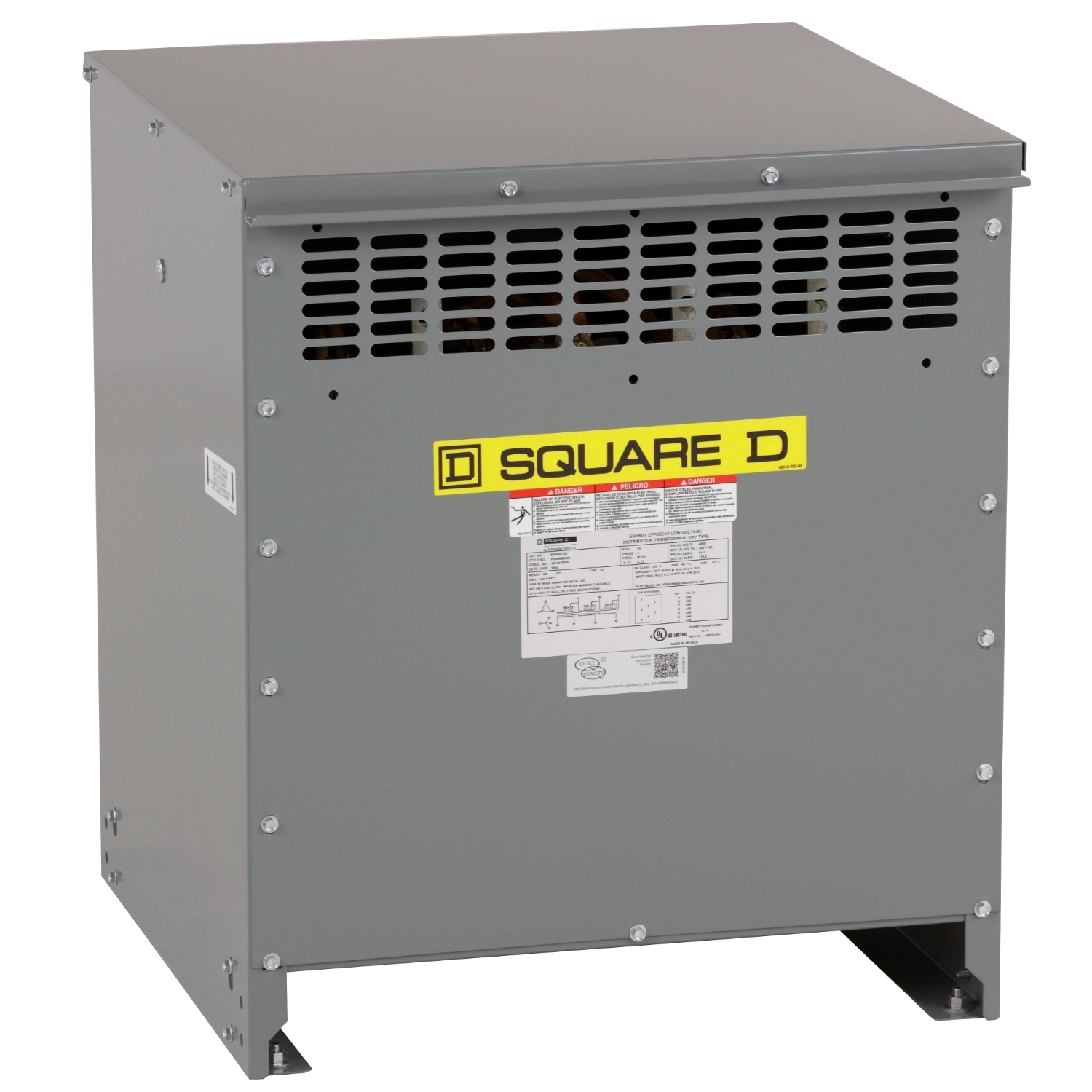 EXN45T3HB PH Series, 480 V primary, 208Y/120 V secondary, 3 phase